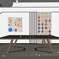 Modern Sports Equipment Ping Pong Table In Room With Wooden Floor Wall Decor And Carpet