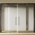 Modern Glass Double Doors With Sleek Design And Black Marble Frame In Interior Room