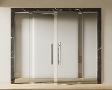 Modern double-door office glass door 3d model