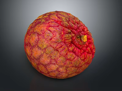 Fresh Ripe Tropical Fruit With Red And Yellow Rough Textured Skin 3d model