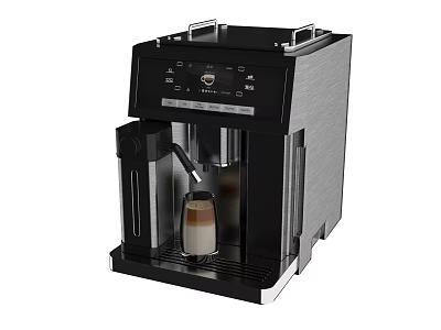 Black Automatic Coffee Machine With Digital Display Making Espresso In Kitchen 3d model