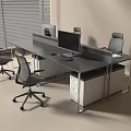 Modern Office Desk Setup With Ergonomic Chairs White Storage Cabinets Desktop Computer And Blinds 3d model