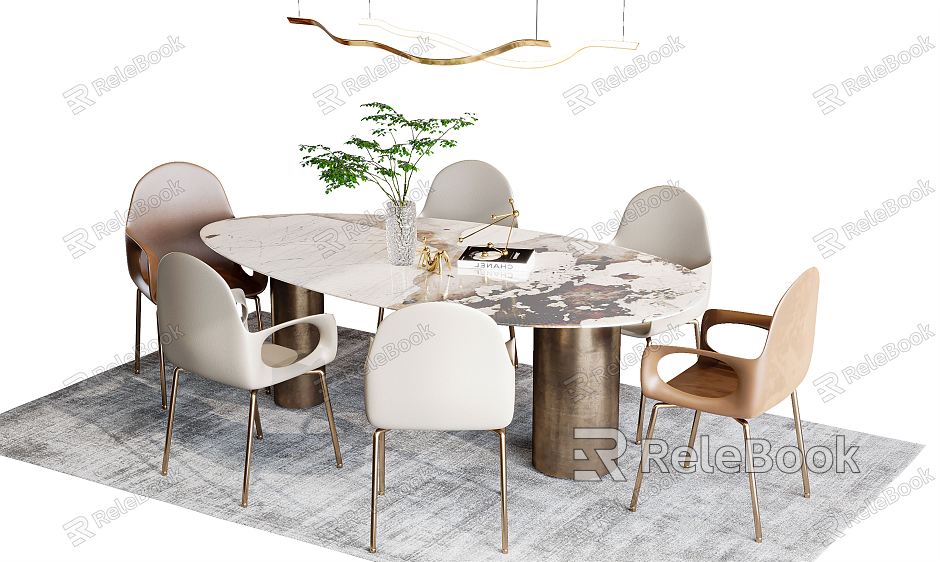 Light Luxury Dining Table and Chair Combination model