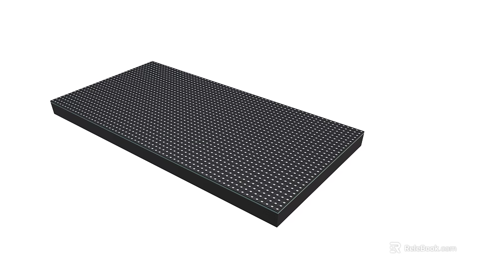 Black Perforated Flat Panel With Small Holes And Rectangular Surface Design 3d model 
