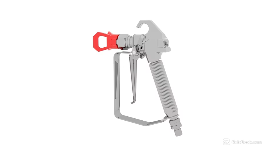 Gray Spray Gun Tool With Red Component And Handle For Applications 3d model