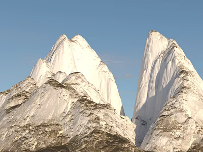 Majestic Scenic Landscape With Snowy Mountain Peaks Under Clear Blue Sky 3d model