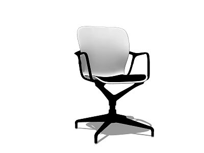 Modern Office Chair With White Seat Black Frame Armrests And Five Point Rolling Base 3d model