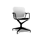 Modern Office Chair With White Seat Black Frame Armrests And Five Point Rolling Base