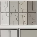 Abstract Geometric Wall Decor With Square Panels And Light Gray Tones 3d model