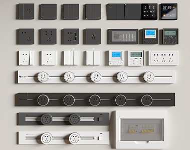 Modern switch socket combination 3d model