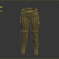 Brown Cargo Trousers With Multiple Pockets And Stitched Design Details 3d model