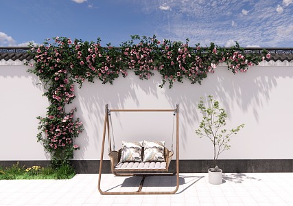 Modern Qiqiu Chair Plant Green Plant Flower Wall Vine Climbing Vine Rose 3d model