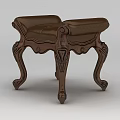 Classic Wooden Carved Sofa Stool with Ornate Legs and Intricate Design