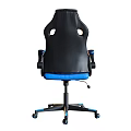 Ergonomic Black Blue Leather Gaming Chair With Adjustable Armrests And Swivel Wheels