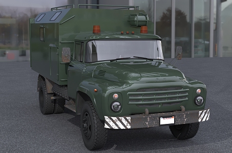 80 s domestic classic Dongfeng military medical ambulance truck 130 car with interior 3d model