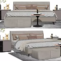 Elegant Modern Double Bed Interior With Nightstands Bench And Decorative Items 3d model
