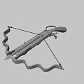 Antique Crossbow Weapon With Wooden Grip Metal Frame And Bowstring Design Structure 3d model