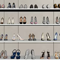 Various Styles Shoes Collection Display On Shelves With Multiple Colors And Designs