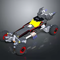 Lego Batman Toy Car With Black Yellow Body And Bat Wing Design