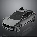 White Autonomous Car With Roof Sensor And Modern Design Features