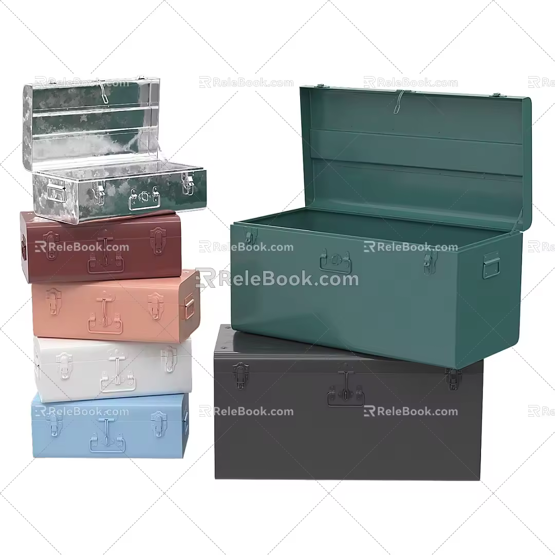metal case combination metal trunk case bag suitcase old suitcase 3d model