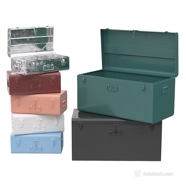 Assorted Color Stackable Storage Boxes Featuring Transparent Red Pink White Blue Green And Black Designs 3d model 