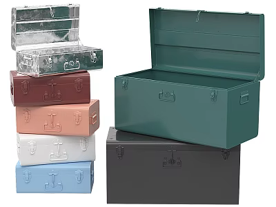 Assorted Color Stackable Storage Boxes Featuring Transparent Red Pink White Blue Green And Black Designs 3d model