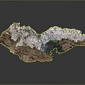Wood and Stone Decorative Model Featuring Natural Textures and Detailed Landscape Surface
