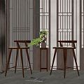 New Chinese Style Bar Chair Solid Wood Bar Chair 3d model