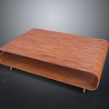 Wooden Modern Dining Table With Natural Grain Curved Edges And Sleek Support Legs