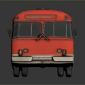 Red Vintage Bus With Black Roof And White Bottom Exterior Design