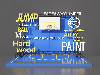 Interactive Basketball Zone Featuring Slam Dunk Ball Moves Hardwood Court And Alley Oop 3d model