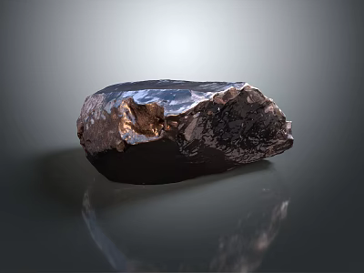 Natural Wood Stone Featuring Rough Surface And Metallic Sheen On Smooth Reflective Surface 3d model