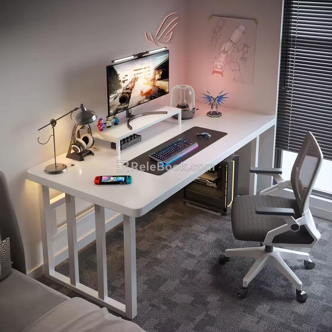 Computer Desk E-Sports Table Desk Table and Chair Combination 3d model