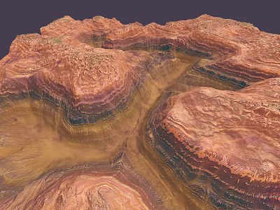 Stunning Garden Landscape With Red Brown Layered Rock Formations And Natural Gorge Textures 3d model