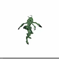 Green Alien Like Fantasy Creature Game Movie Character With Antennae And Claws