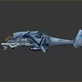 Blue Sci Fi Aircraft Model With Futuristic Design And Multiple Wings