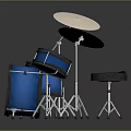 Blue Sleeg Musical Instrument Drum Set With Cymbals Stands And Drum Heads