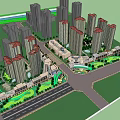 Modern Urban High Rise Buildings With Green Spaces And Road Networks
