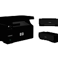 Modern Black Office Appliances Featuring Multifunctional And Desktop Printers For Workplace Use 3d model