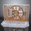 Rusty Metal Vault Door With Round Lock Dial Bolted Frame And Hexagonal Base Arrow Markings