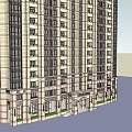 High Rise Building Exterior Design With Modern Classical Facade And Decorative Top 3d model
