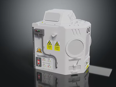 White CO2 Industrial Equipment With Warning Labels Control Panel And Enclosure 3d model