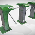 Three Green Vertical Turnstile Gates For Public Access Control System