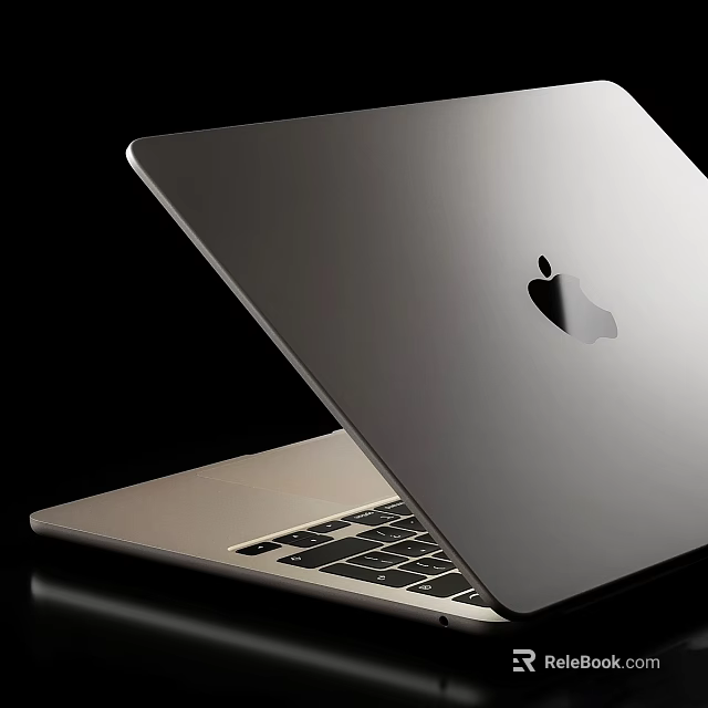 Apple Silver Open Laptop With Slim Design Modern Keyboard And Display Screen 3d model 