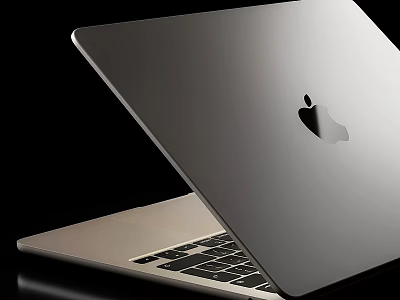 Apple Silver Open Laptop With Slim Design Modern Keyboard And Display Screen 3d model