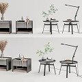 Stylish Modern Bedside Tables With Decorative Plants And Table Lamp
