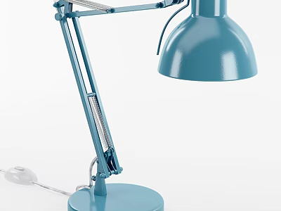 Blue Adjustable Desk Lamp With Dome Shaped Shade And Metal Arm Circular Base 3d model