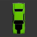Classic Green Muscle Car With Black Stripes And Shiny Alloy Wheels