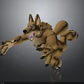 3D Animated Brown Fox Character In Dynamic Running Pose With Open Mouth 3d model